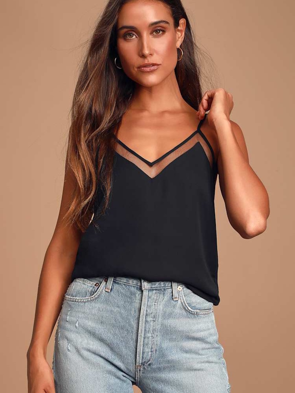 Sweet Fling Black Mesh Tank Top - BNWOT
